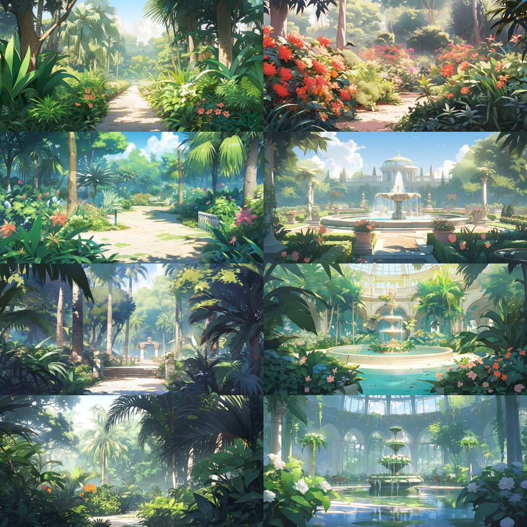 Botanical garden 175 background illustrations