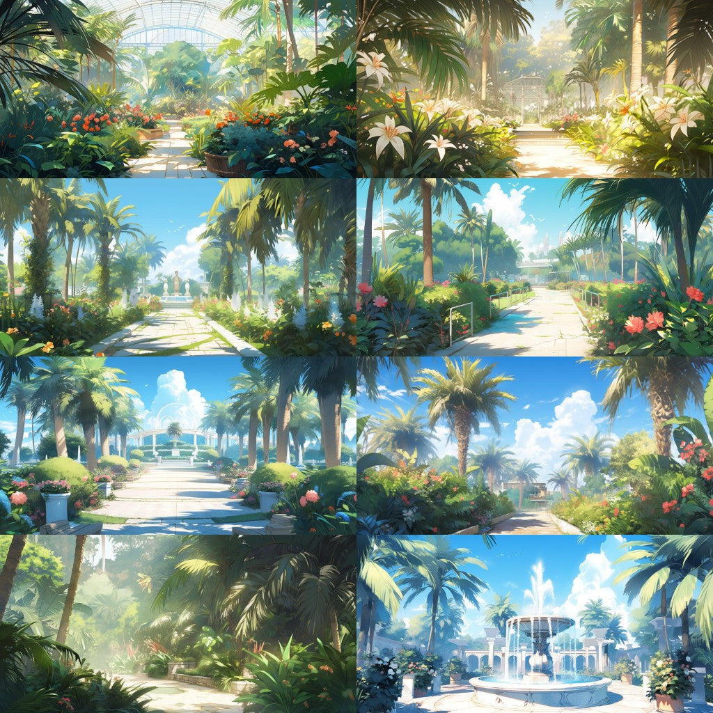 Botanical garden 175 background illustrations