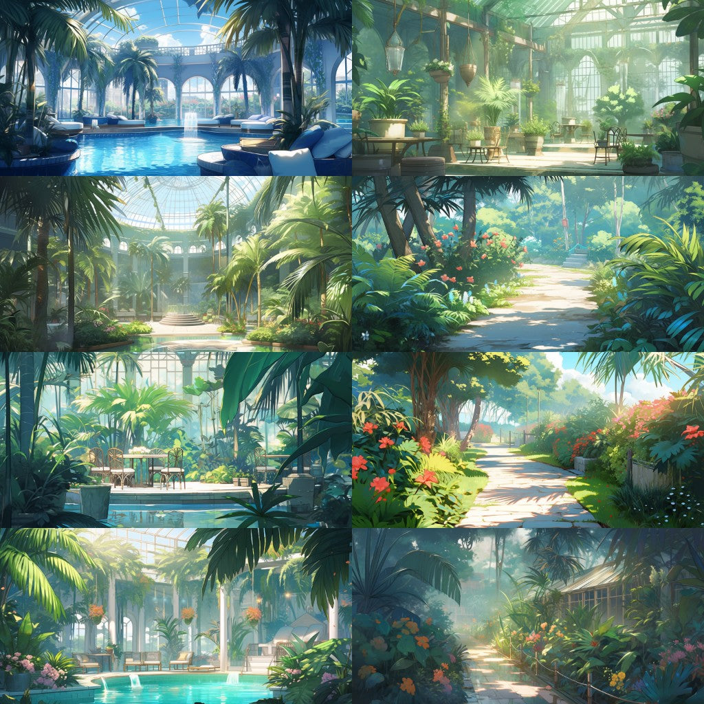 Botanical garden 175 background illustrations