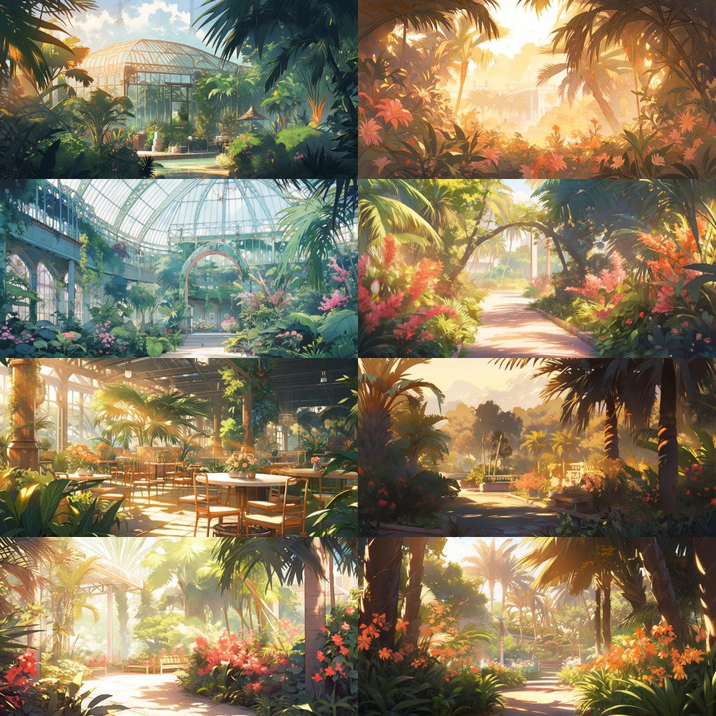Botanical garden 175 background illustrations
