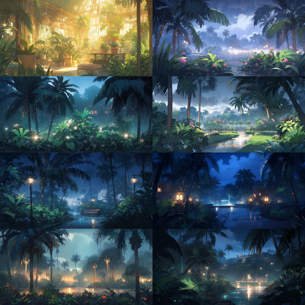 Botanical garden 175 background illustrations
