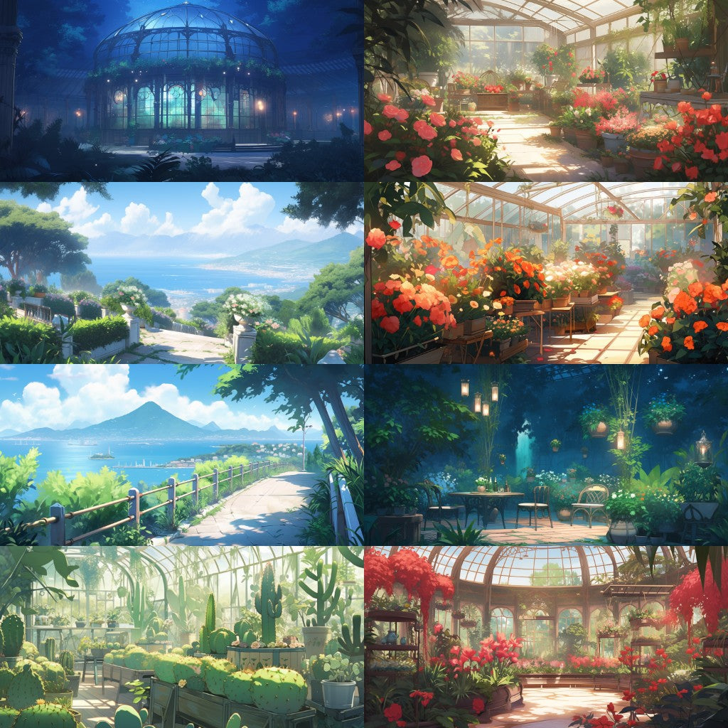 Botanical garden 175 background illustrations