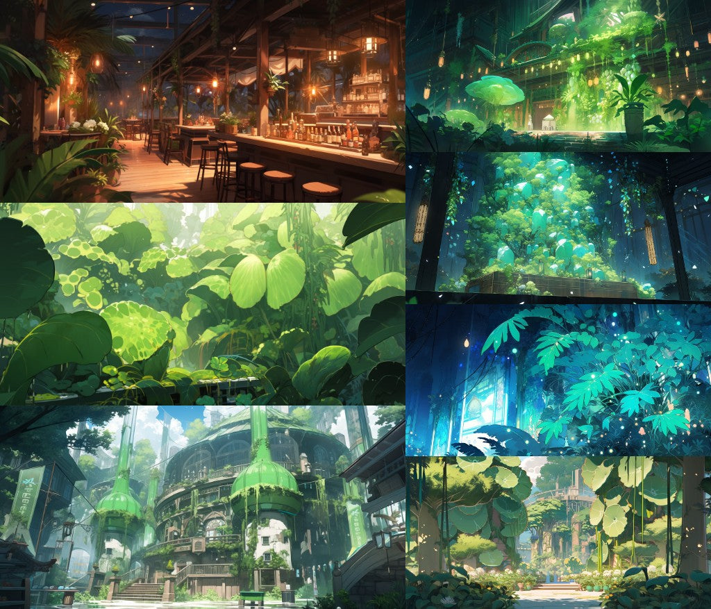 Botanical garden 175 background illustrations