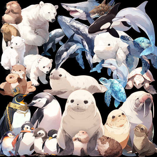 水族馆动物 55 幅插图(透明 PNG)