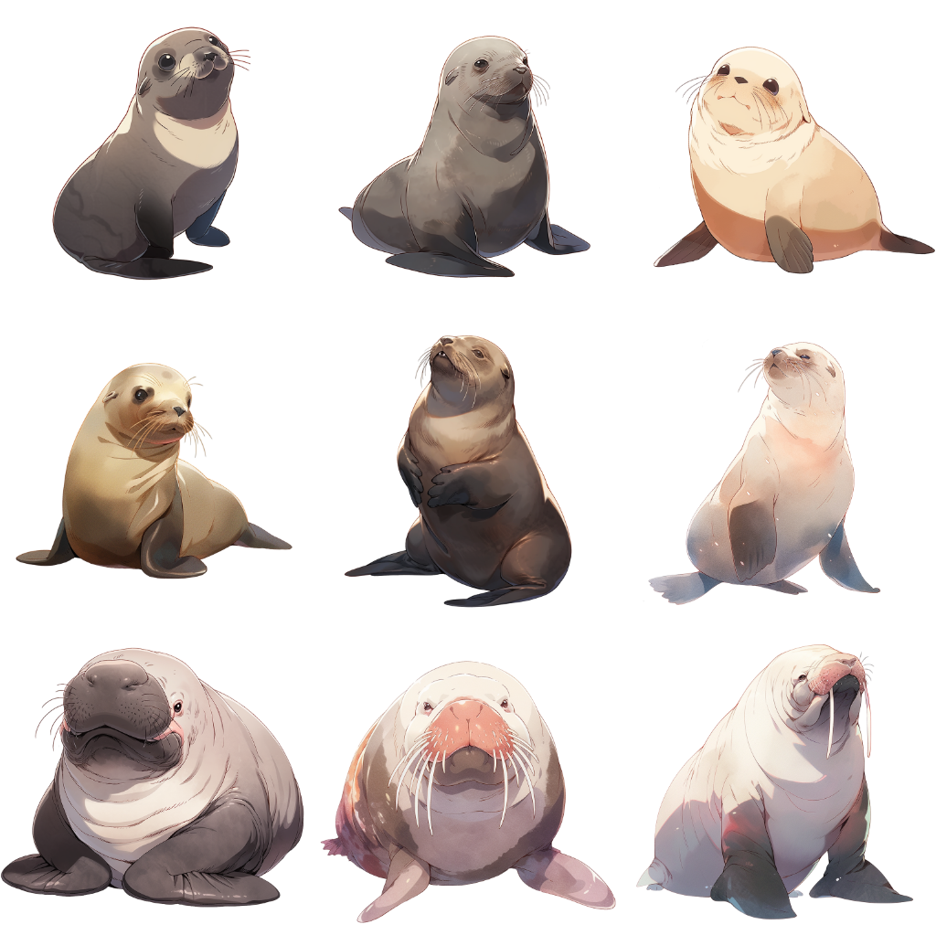 Aquarium animals 55 Illustrations (Transparent PNG)
