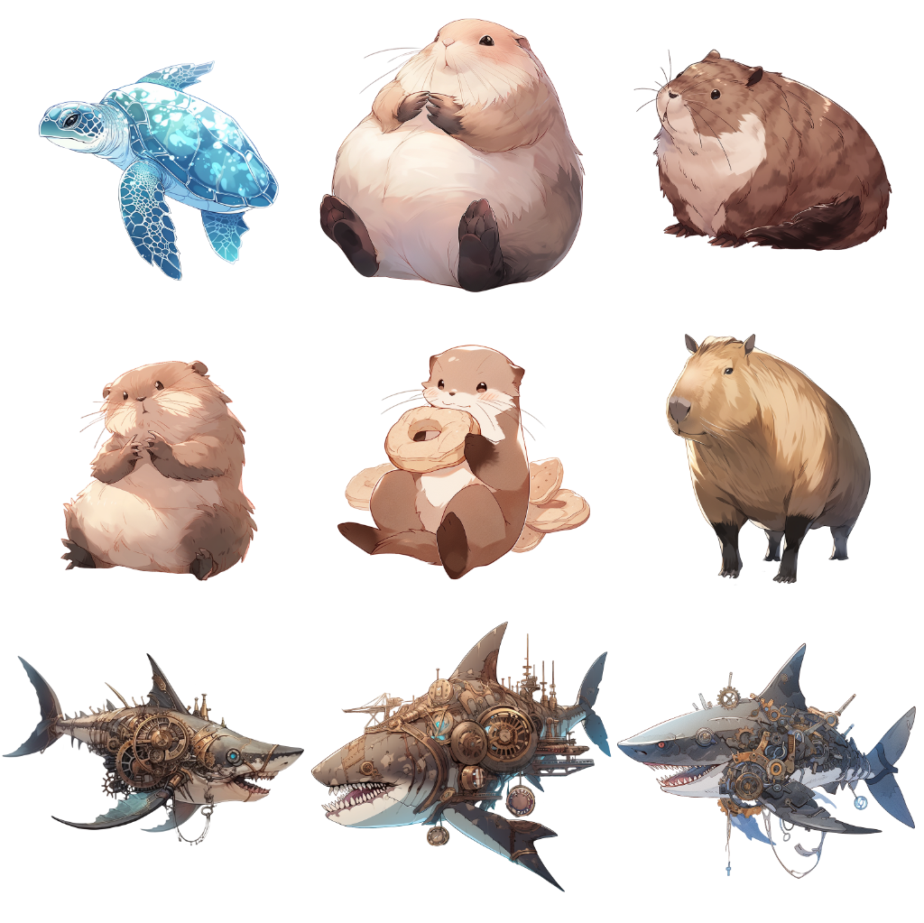 Aquarium animals 55 Illustrations (Transparent PNG)