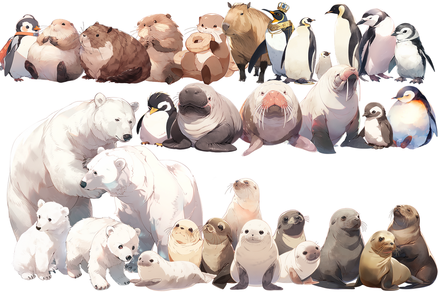 Aquarium animals 55 Illustrations (Transparent PNG)