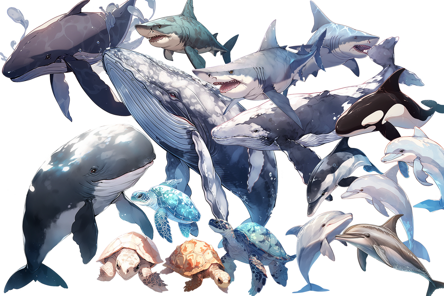 Aquarium animals 55 Illustrations (Transparent PNG)