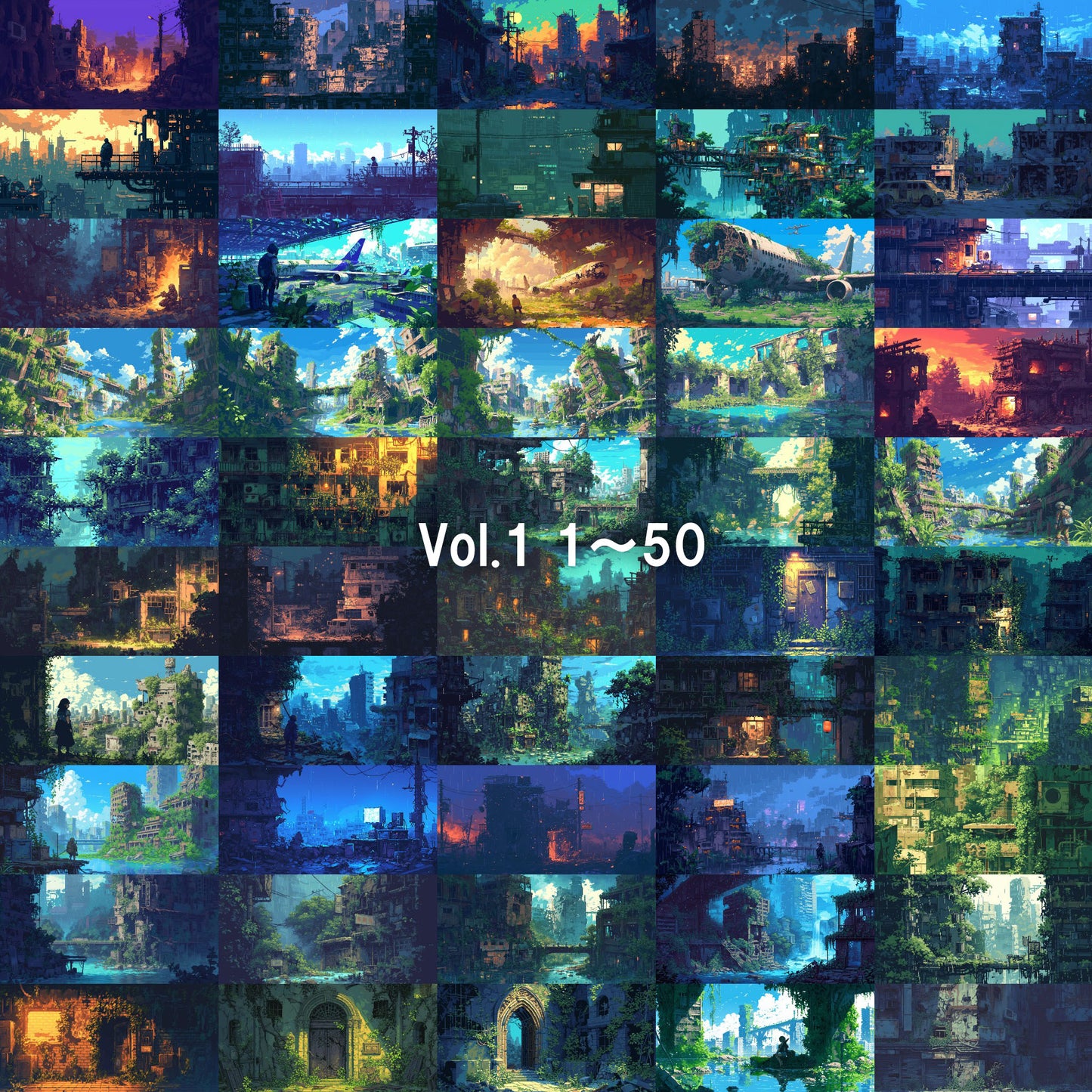 Pixelart background illustrations
