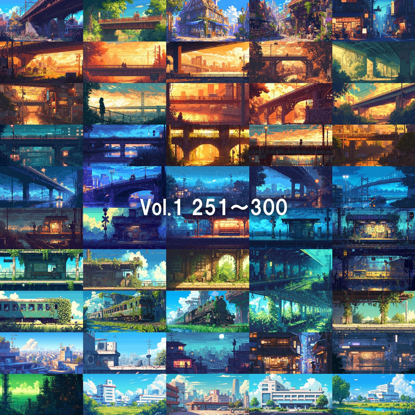 Pixelart background illustrations