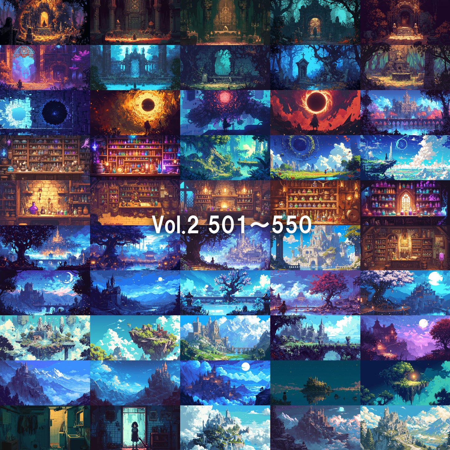 Pixelart background illustrations