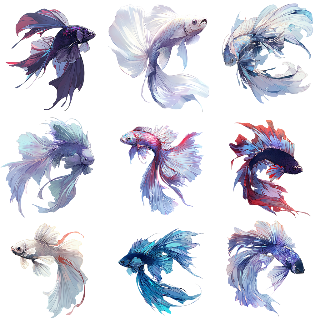 Betta Fish 50 Illustrations (Transparent PNG)