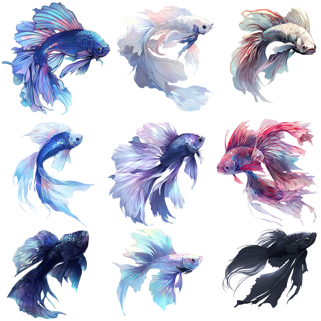 Betta Fish 50 Illustrations (Transparent PNG)