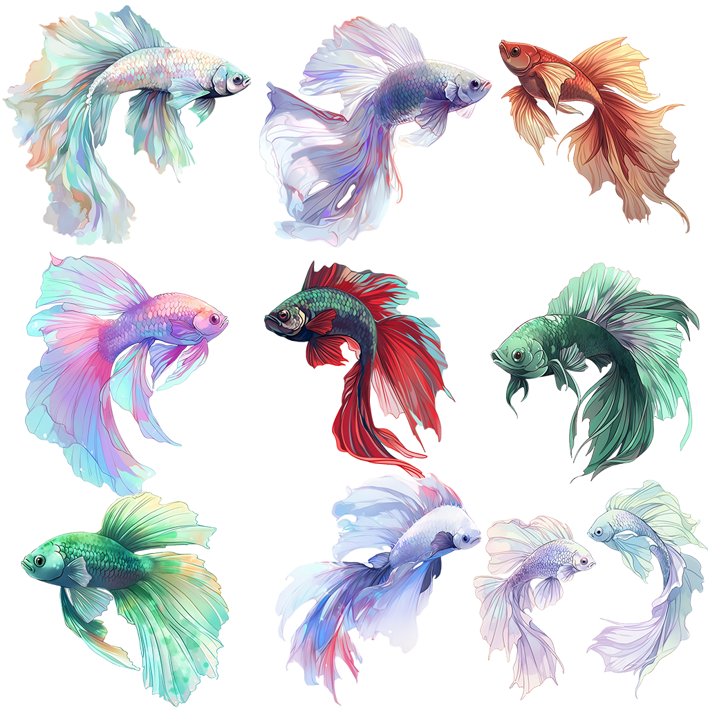 Betta Fish 50 Illustrations (Transparent PNG)