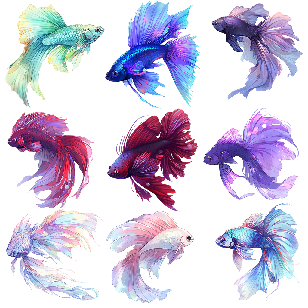 Betta Fish 50 Illustrations (Transparent PNG)