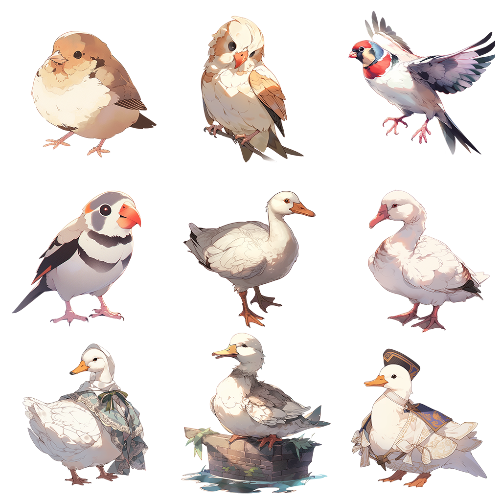 Bird 100 Illustrations (Transparent PNG)