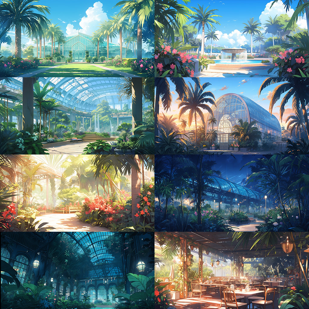 Botanical garden 175 background illustrations