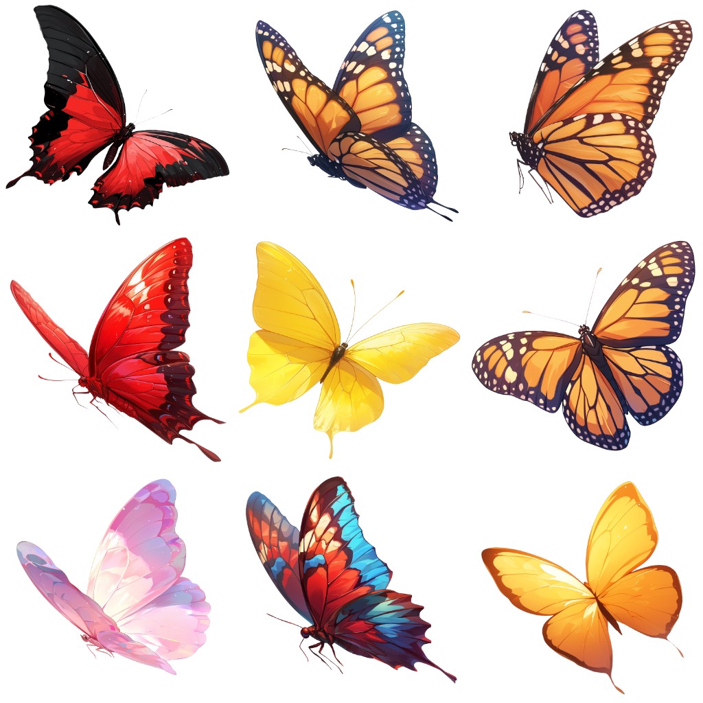 Butterfly 55 Illustrations (Transparent PNG)