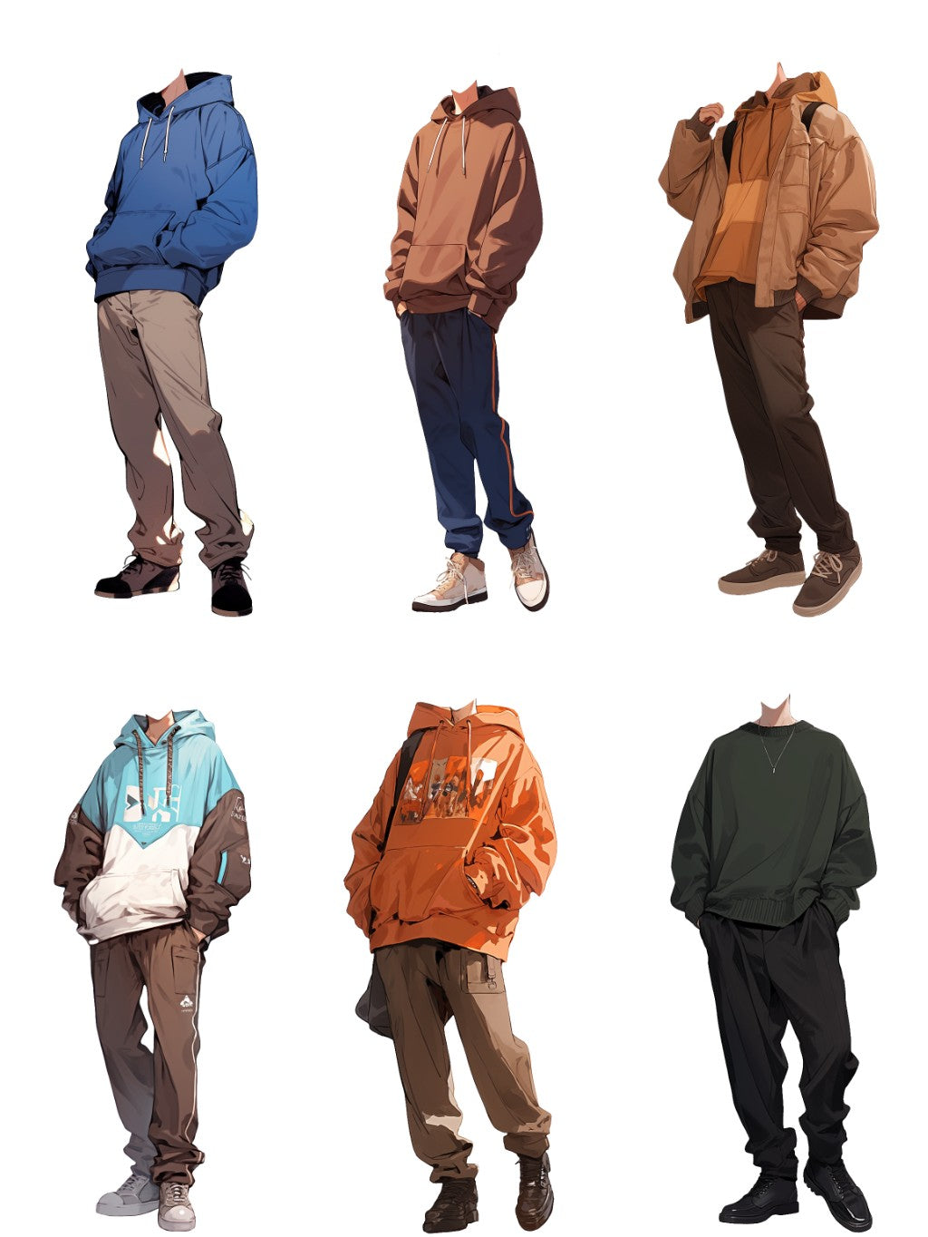 Autumn clothes 50 standing illustration (Male)