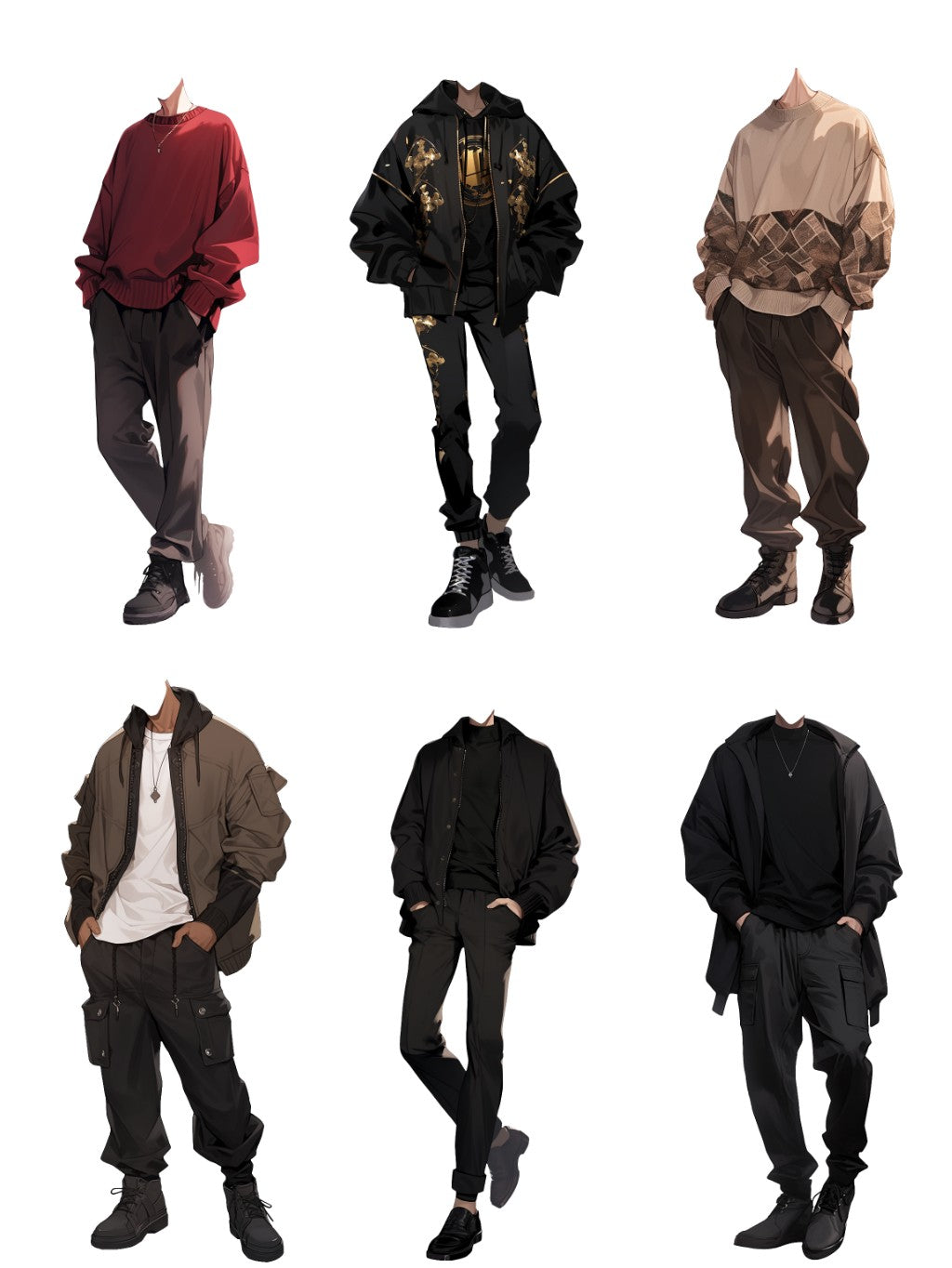 Autumn clothes 50 standing illustration (Male)
