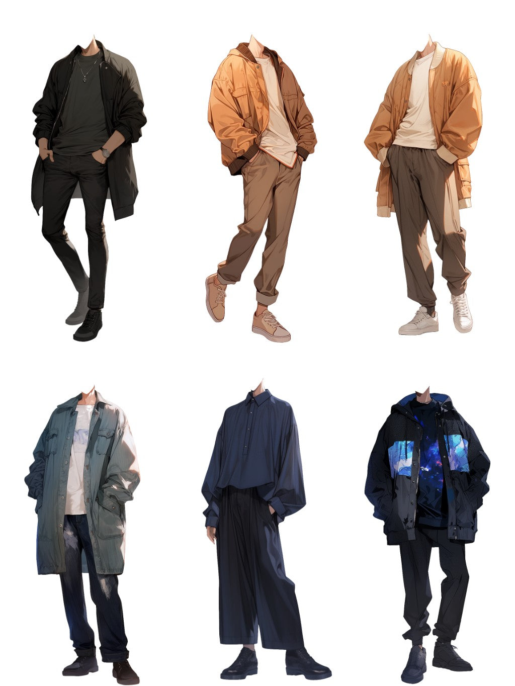 Autumn clothes 50 standing illustration (Male)