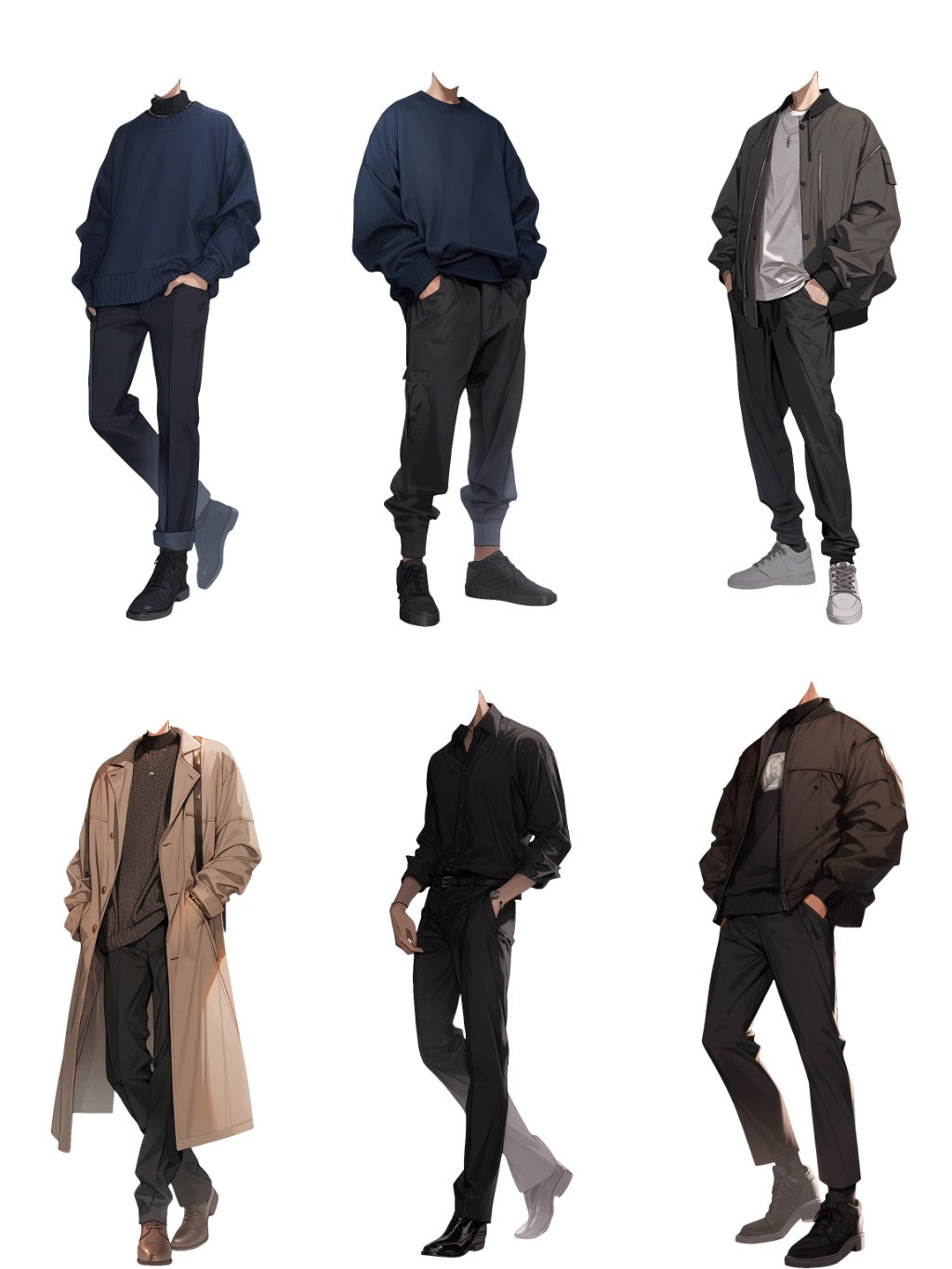Autumn clothes 50 standing illustration (Male)