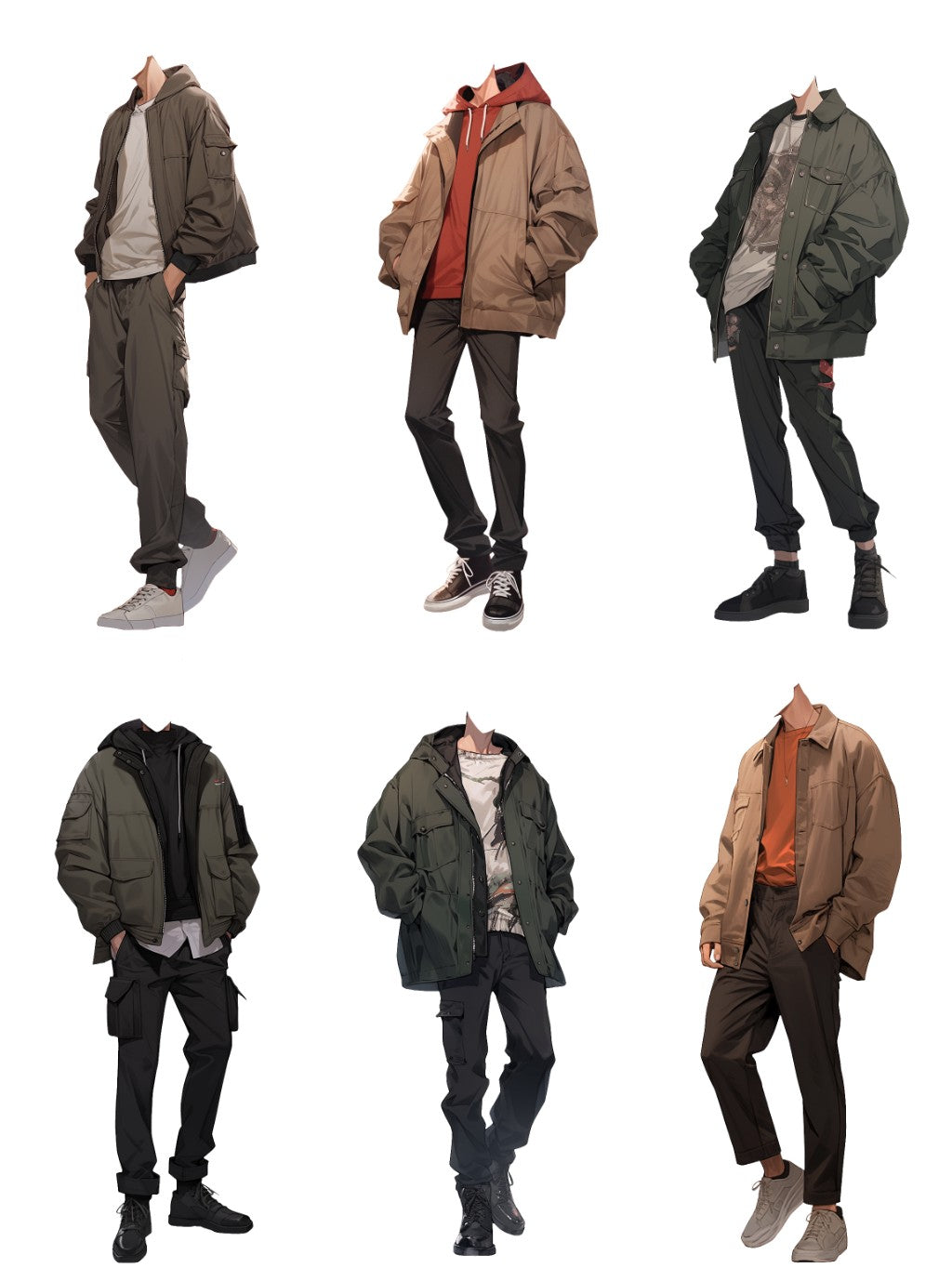 Autumn clothes 50 standing illustration (Male)