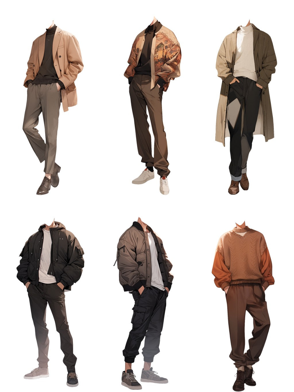 Autumn clothes 50 standing illustration (Male)