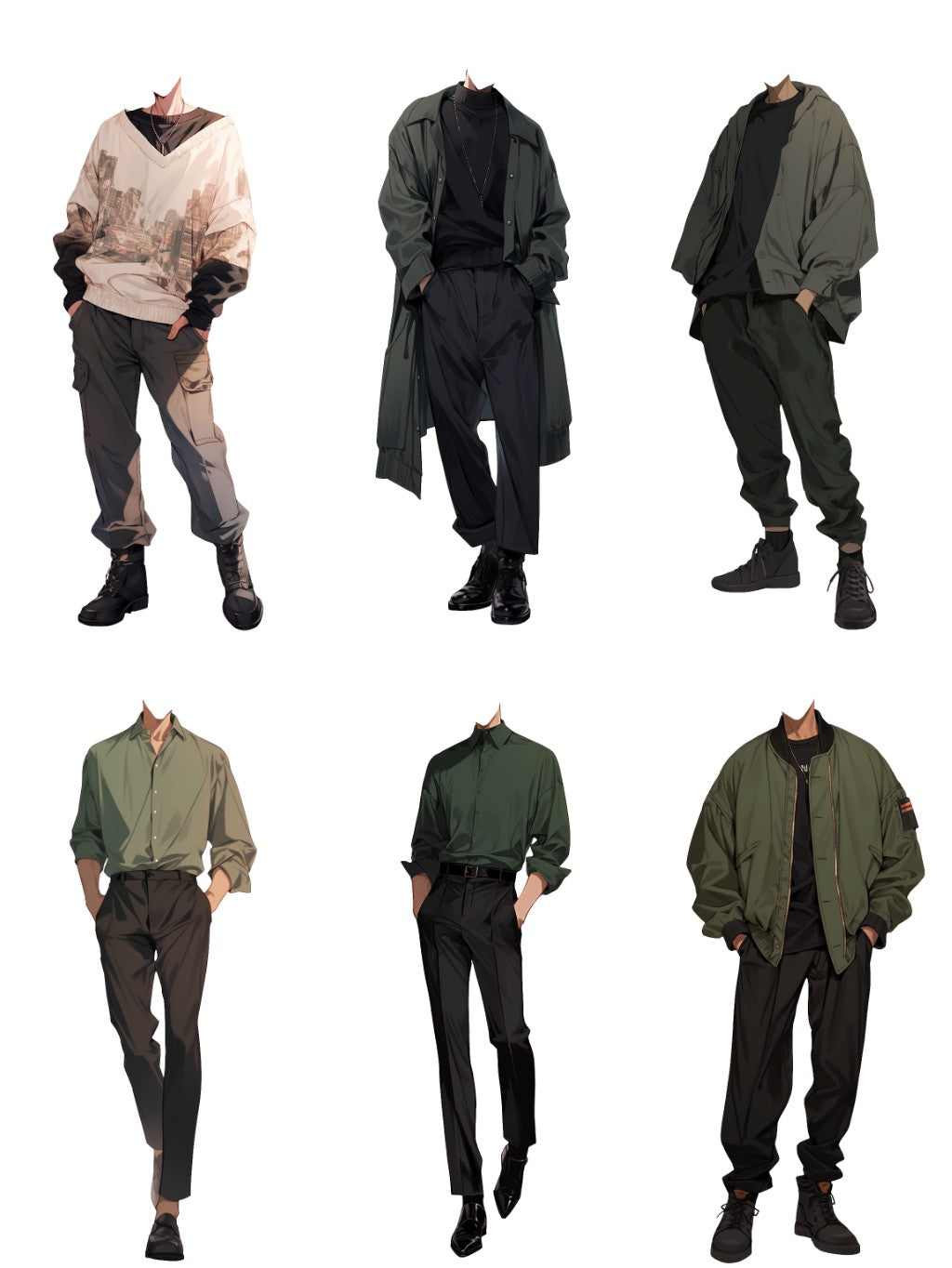 Autumn clothes 50 standing illustration (Male)