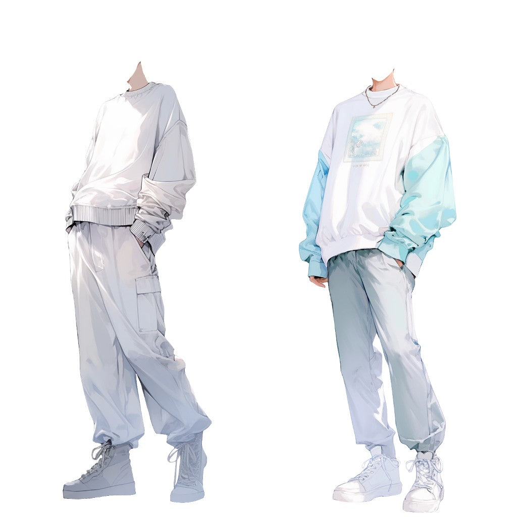 Autumn clothes 50 standing illustration (Male)