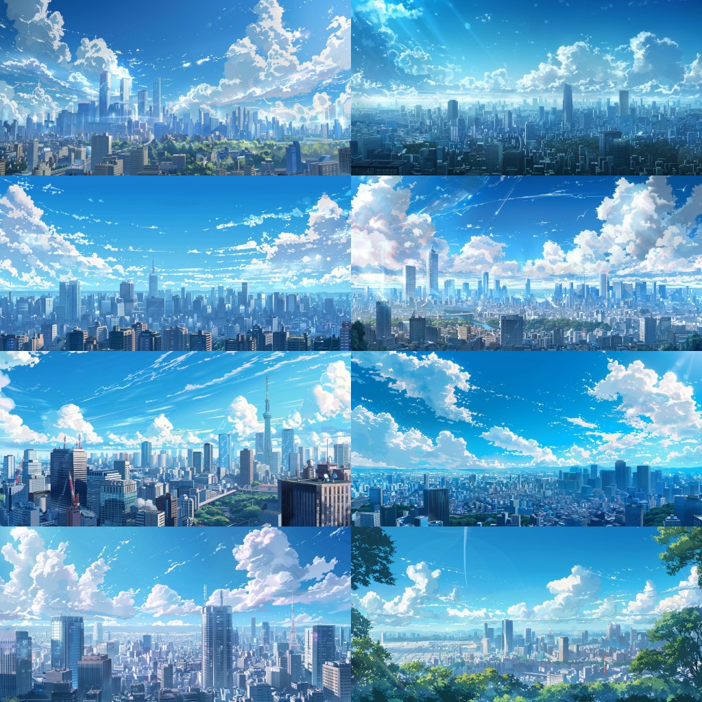 City - Distant view 250 background illustrations