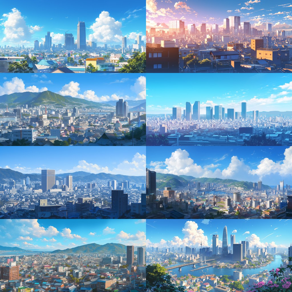 City - Distant view 250 background illustrations