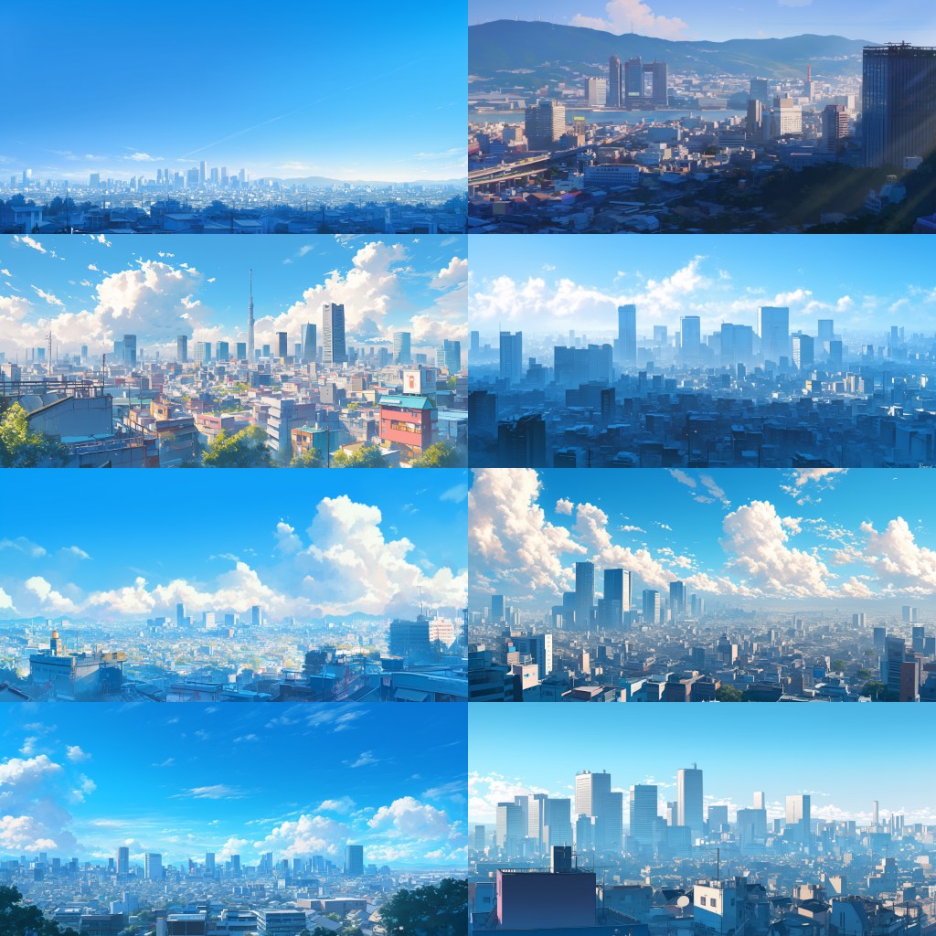 City - Distant view 250 background illustrations