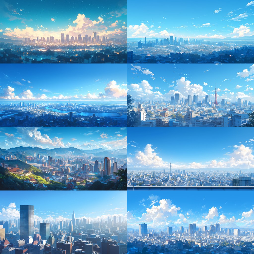 City - Distant view 250 background illustrations