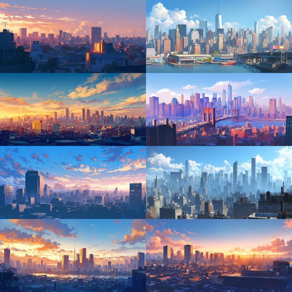City - Distant view 250 background illustrations
