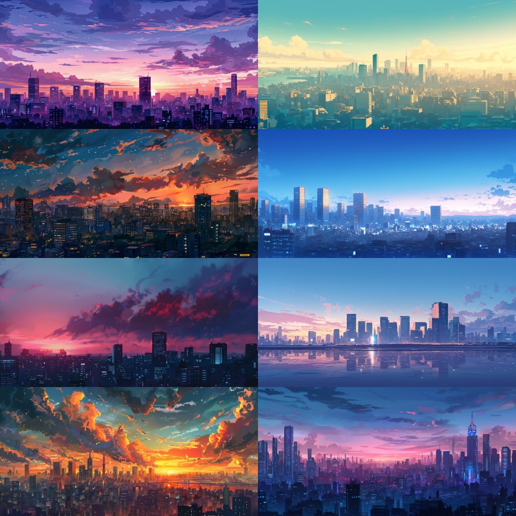 City - Distant view 250 background illustrations