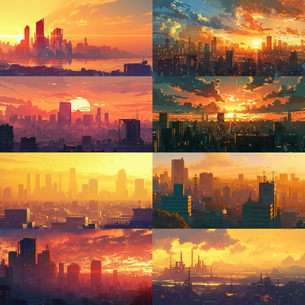 City - Distant view 250 background illustrations