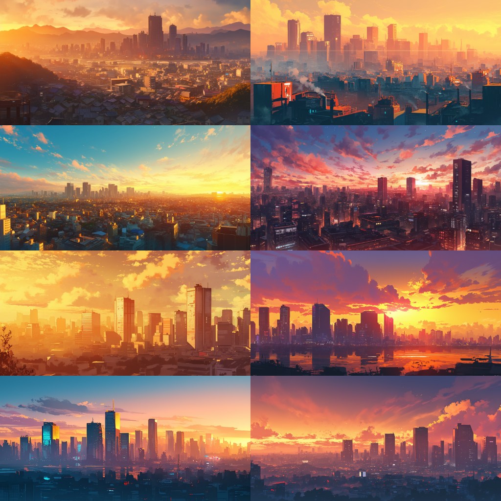 City - Distant view 250 background illustrations