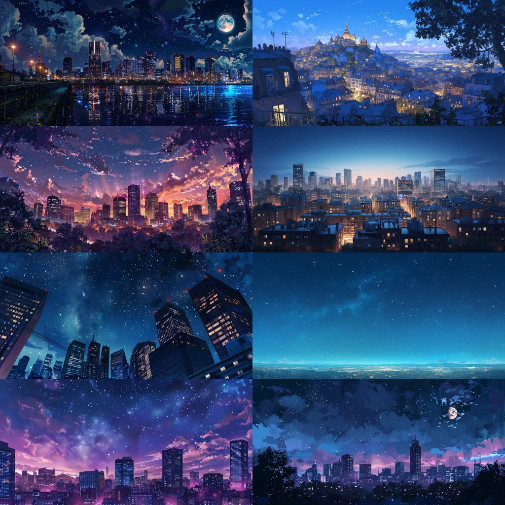 City - Distant view 250 background illustrations