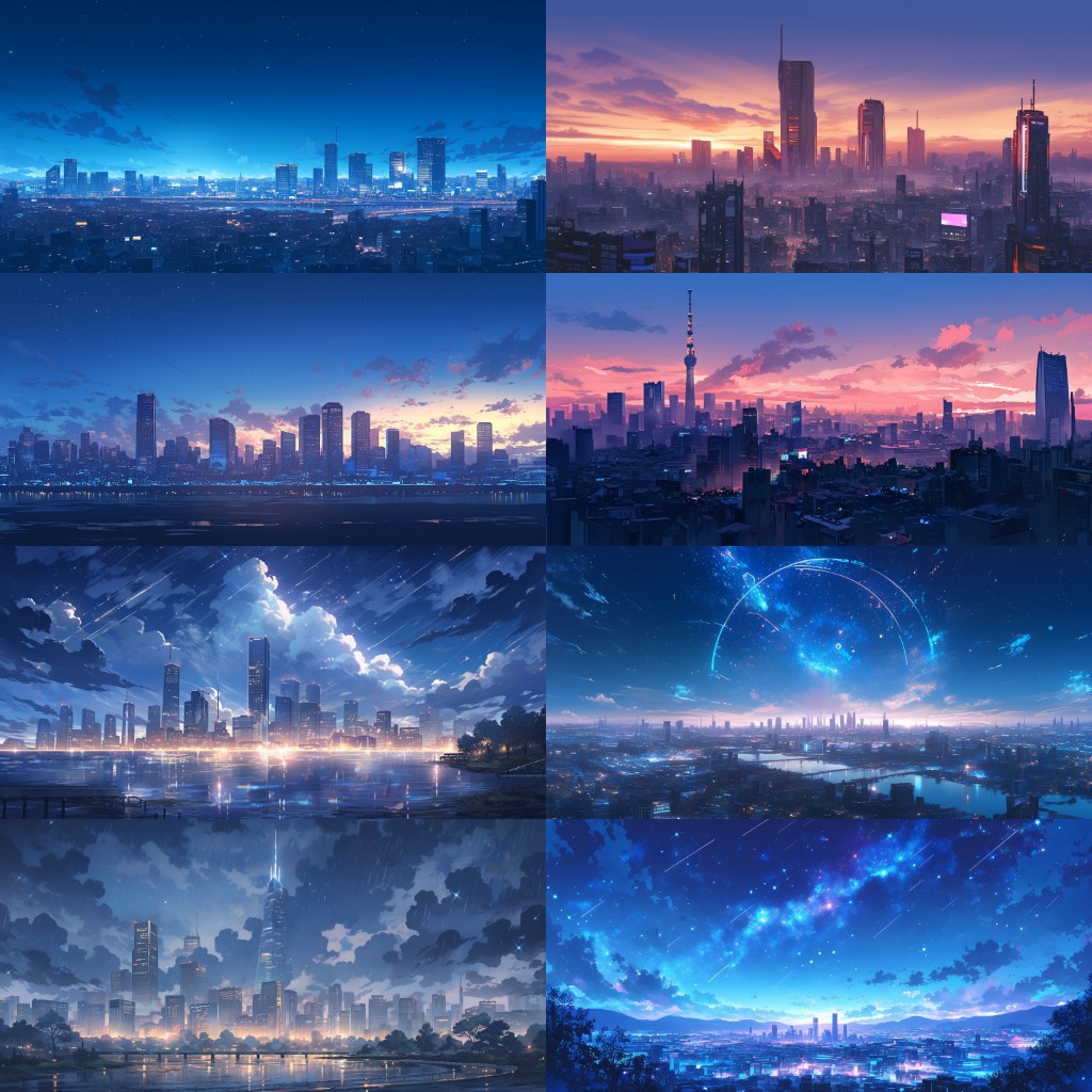 City - Distant view 250 background illustrations