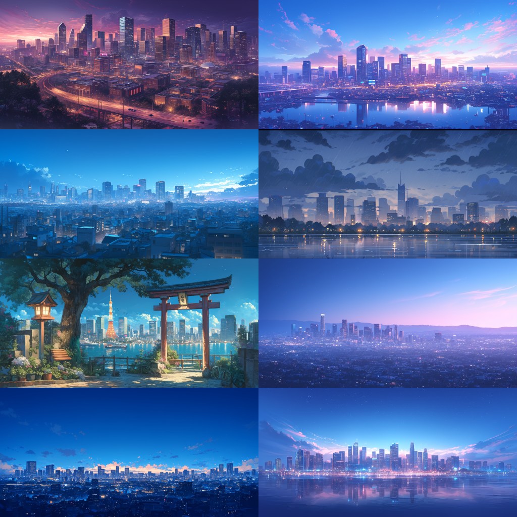 City - Distant view 250 background illustrations