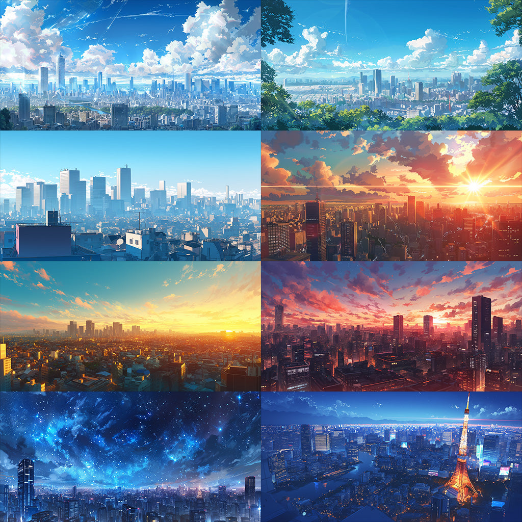 City - Distant view 250 background illustrations