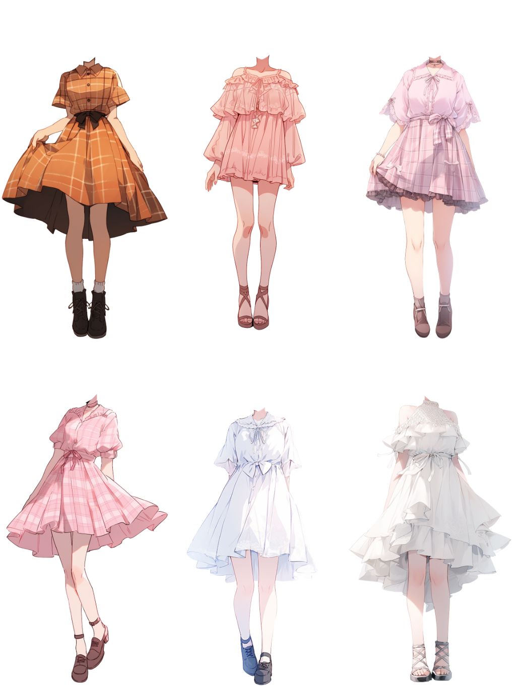 Summer clothes 50 standing illustration (Female)