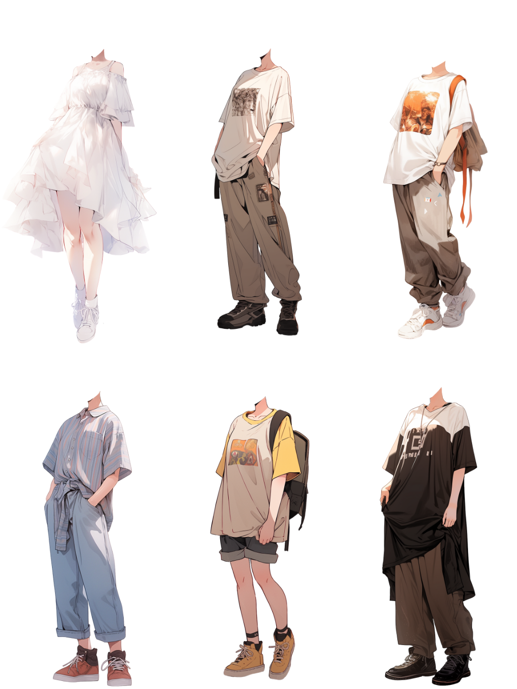 Summer clothes 50 standing illustration (Female)