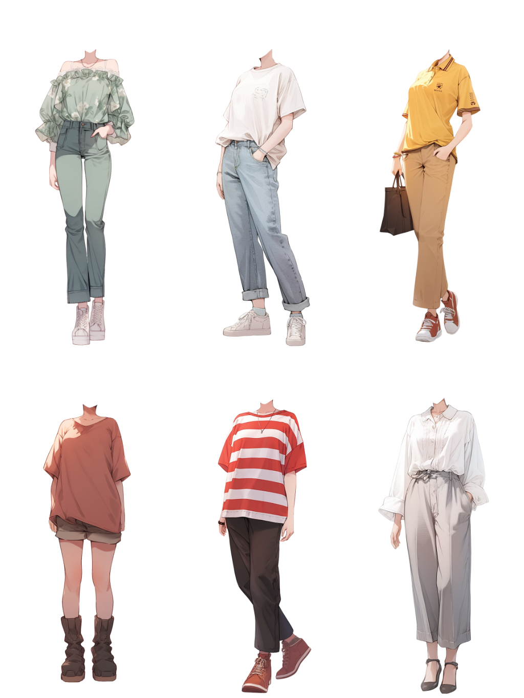 Summer clothes 50 standing illustration (Female)