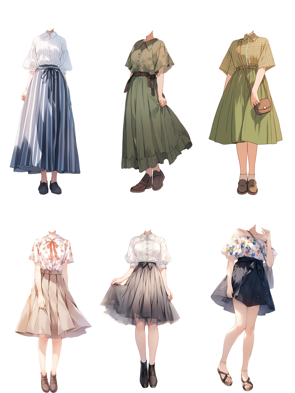 Summer clothes 50 standing illustration (Female)