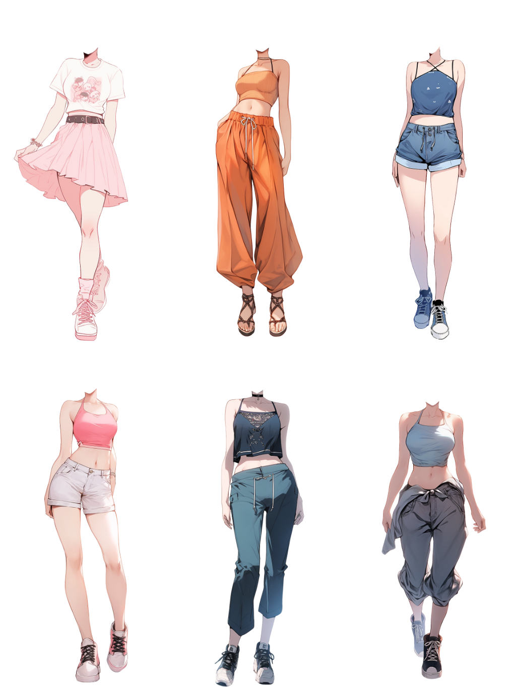 Summer clothes 50 standing illustration (Female)