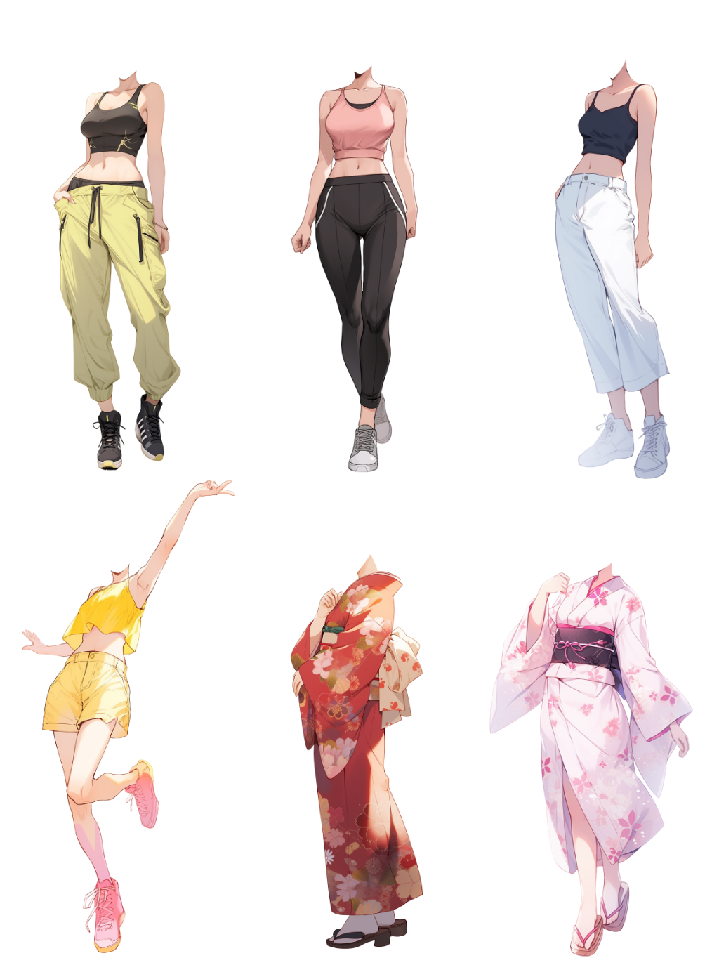 Summer clothes 50 standing illustration (Female)