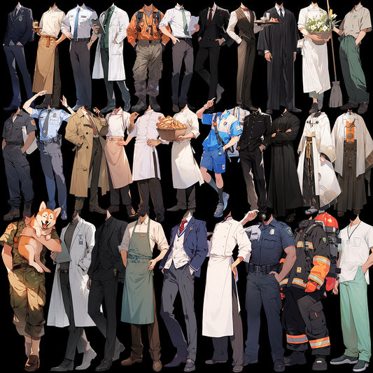 制服50站立插图(男性)