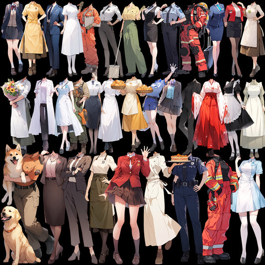 制服50站立插图(女性)